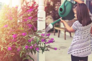 Canva Girl Watering Flowers